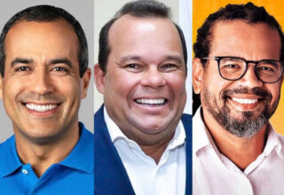 Bruno Reis, Geraldo Jr e Kleber Rosa acompanham apuração dos votos a prefeito de Salvador em casa - 