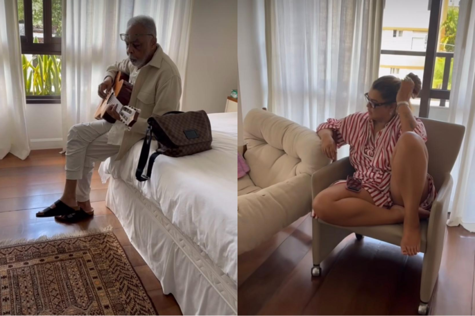 Gilberto Gil emociona ao tocar violão para Preta - 