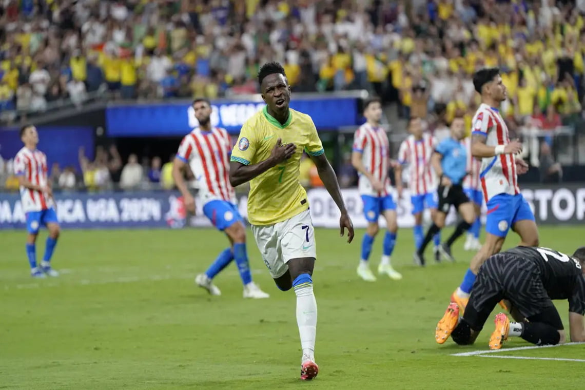 Vinicius Júnior brilha e Brasil derrota Paraguai na Copa América - 