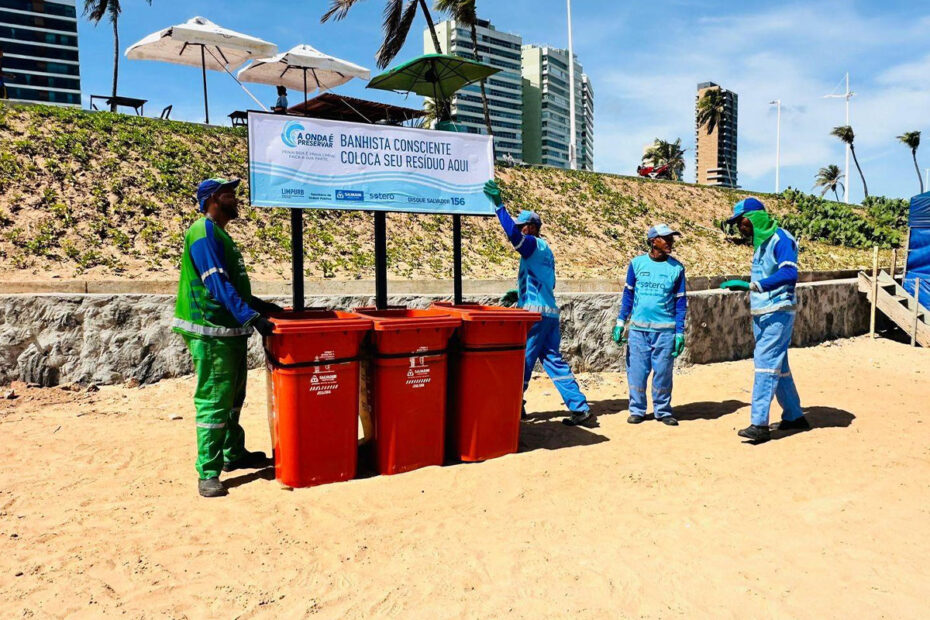 Novos kits praia são instalados em Salvador para incentivar descarte correto de resíduos - 