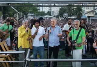 Copacabana se transforma em palco de protesto histórico: Caetano, Gil e Chico lideram ato - 