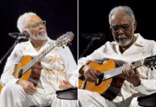 Gilberto Gil se emociona ao receber homenagem surpresa de Geraldo Azevedo durante show em Recife - 