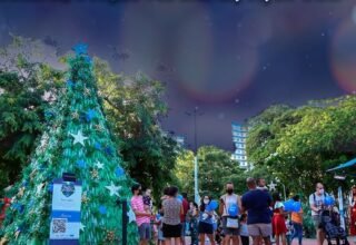 Vila de Natal Sustentável da Limpurb transforma resíduos em decoração natalina na Pituba - 