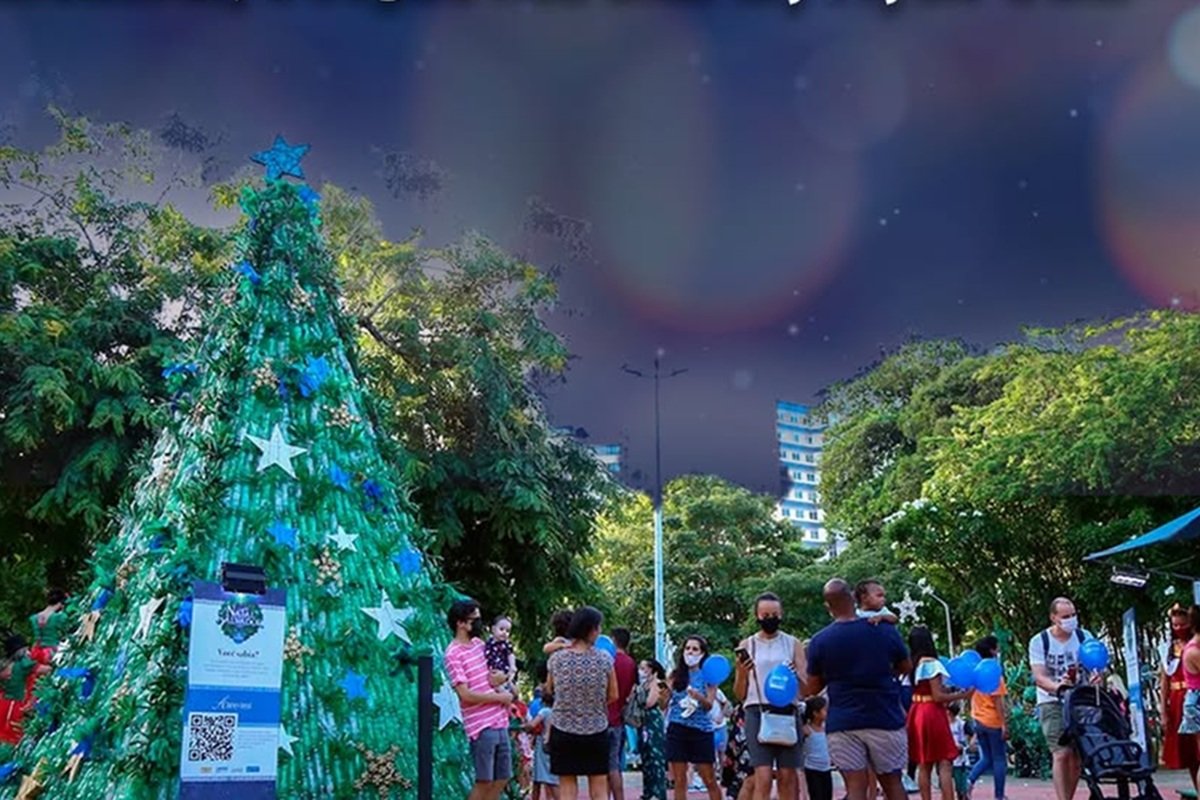 Vila de Natal Sustentável da Limpurb transforma resíduos em decoração natalina na Pituba - 