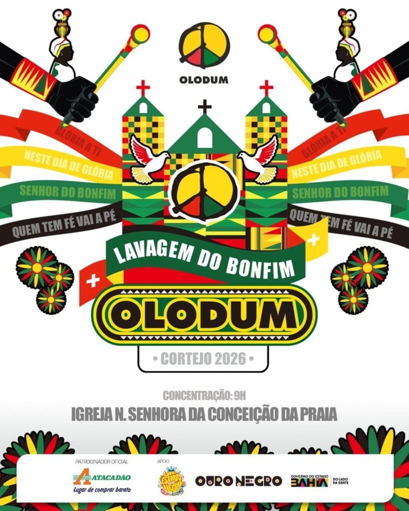 Olodum retorna à Lavagem do Bonfim em 2026 com grande cortejo percussivo nesta quinta-feira