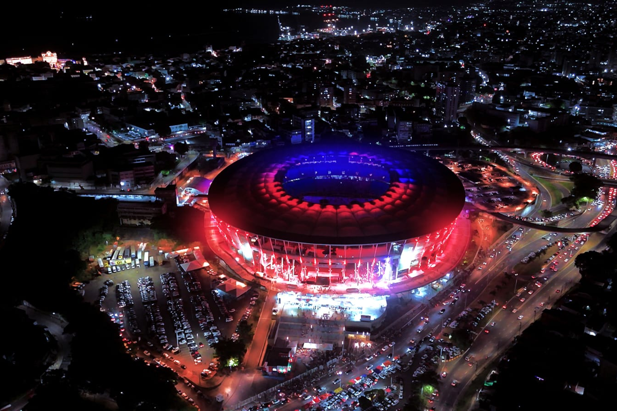 Arena Fonte Nova apresenta nova iluminação cênica e experiência tecnológica para jogo entre Bahia e Fluminense - 